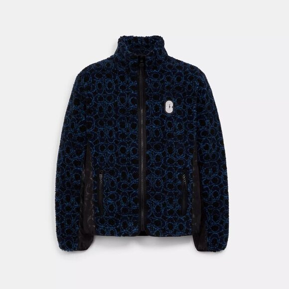 COACH Signature Sherpa Full Zip Jacket - Size L - Picture 1 of 6